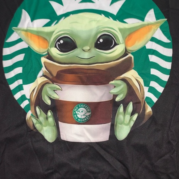 New Baby Yoda Star Wars Starbucks Vneck Tshirt Top Plus Size 2xl Disney - Picture 2 of 2